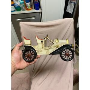 1950s MIDWEST Cast Iron Car Wall Decor Hanging Plaque Beige 1910 Buick Vintage